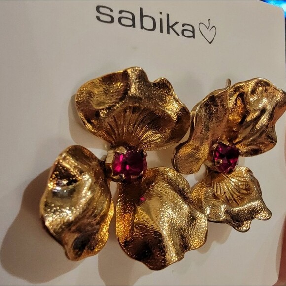 #Sabika #Statement #AlMi Collection Gold Modular Flower Studs #NWOT - Picture 5 of 6